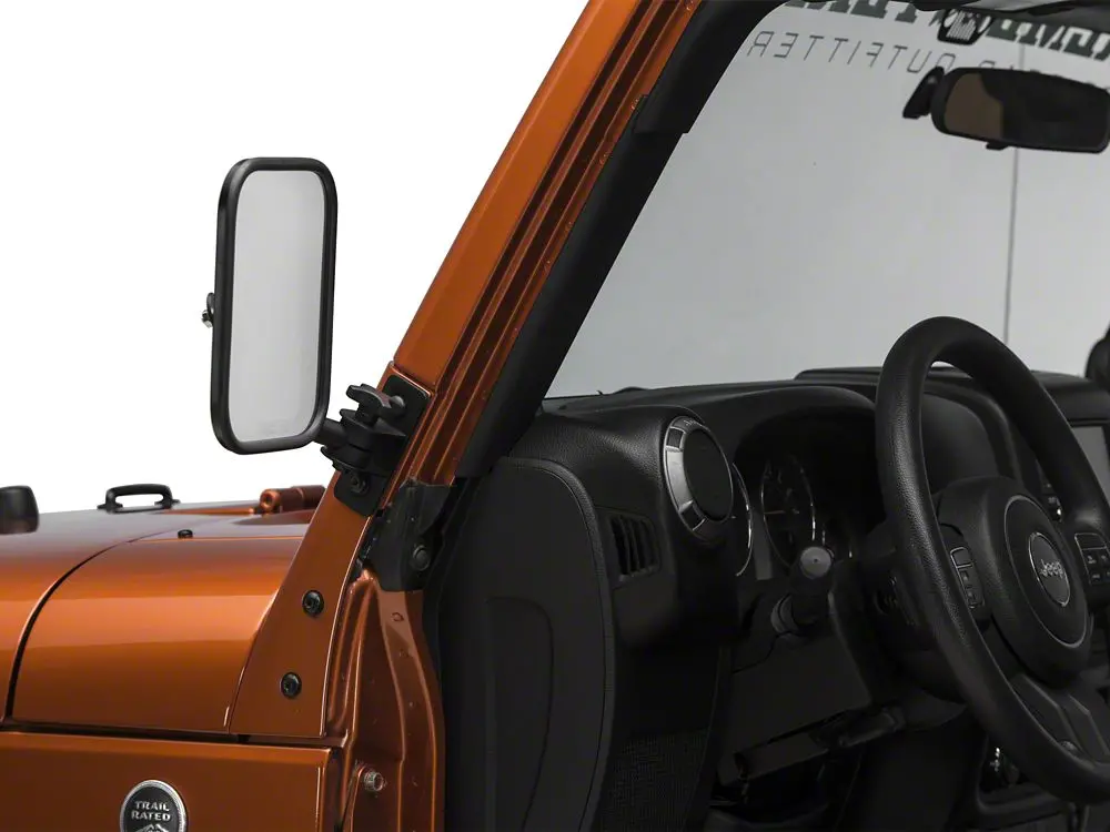 Barricade Quick Release Rectangular Mirrors; Textured Black (07-18 Jeep Wrangler Jk) 2