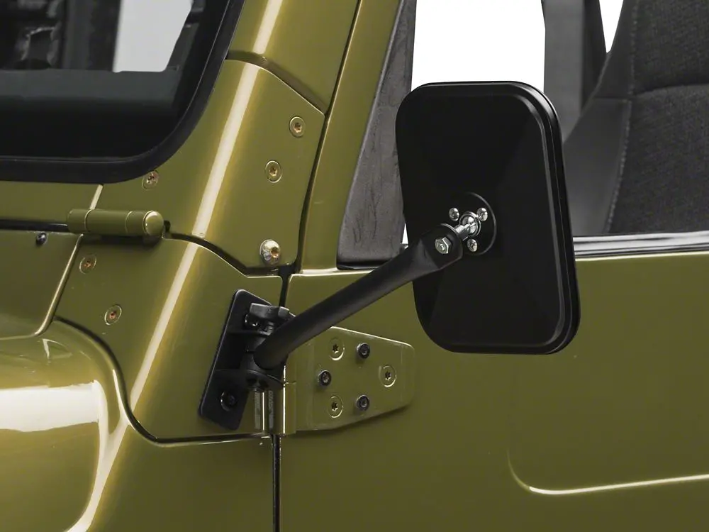 Barricade Quick-Release Rectangular Mirrors — Textured Black for 1997–2006 Jeep Wrangler TJ