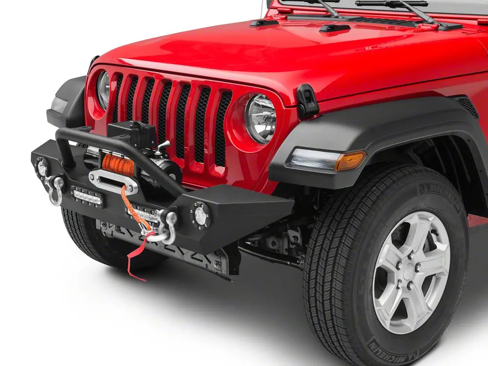 Barricade Trail Force HD Front Bumper with LED Lighting and 9,500-Lb Winch for 2018–2025 Jeep Wrangler JL
