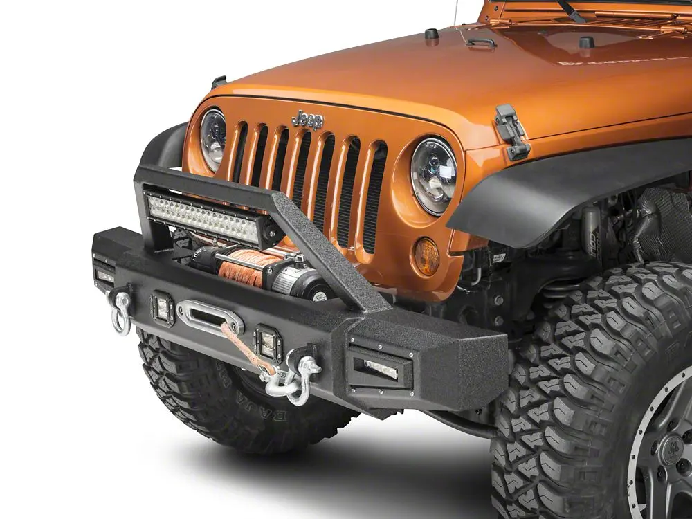 Barricade Vision Series Front Bumper with LED Fog Lights, Work Lights, and 20" LED Light Bar for 2007–2018 Jeep Wrangler JK