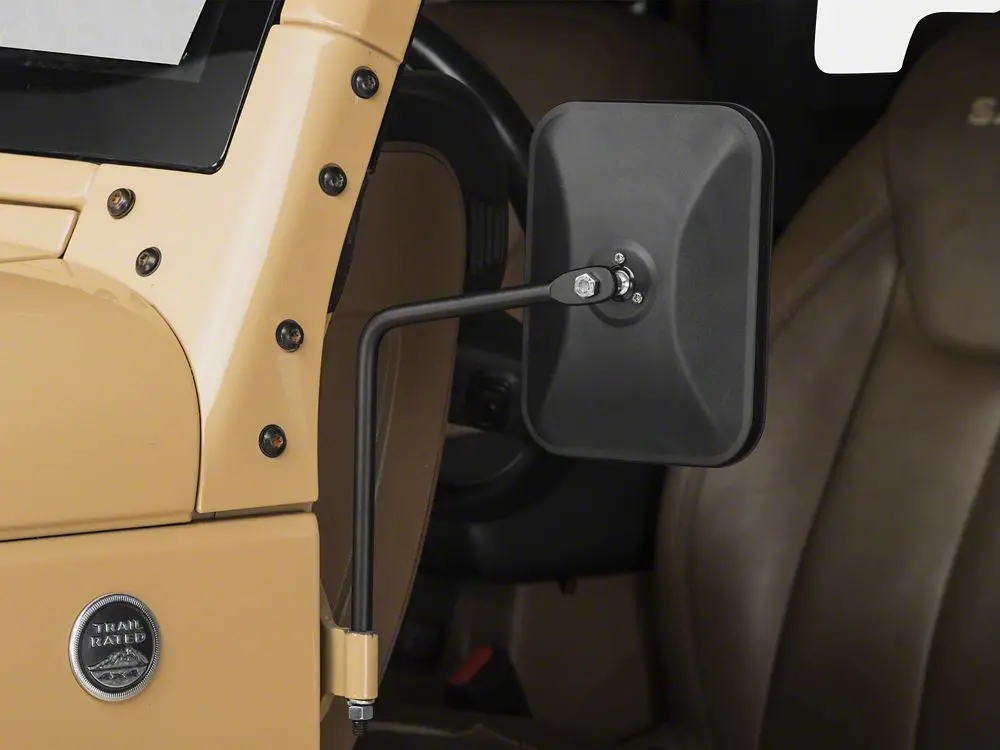 Barricade Rectangular Adventure Mirrors – Textured Black for Jeep CJ-5, CJ-7, YJ, TJ, JK, and JL (1966–2025)