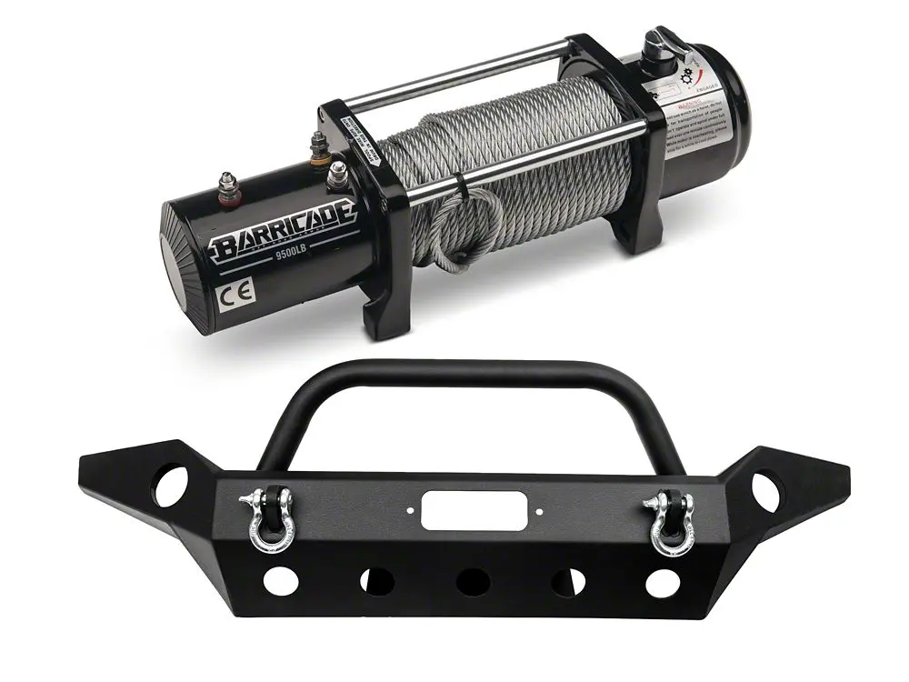 Barricade Trail Force HD Full-Width Front Bumper with 9,500-Lb Winch — 2007–2018 Jeep Wrangler JK
