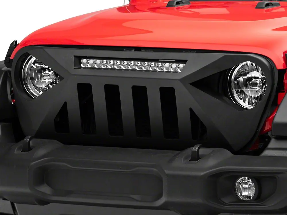 Barricade Dark Star Aluminum Grille with 20-Inch LED Light Bar for 2018–2025 Jeep Wrangler JL