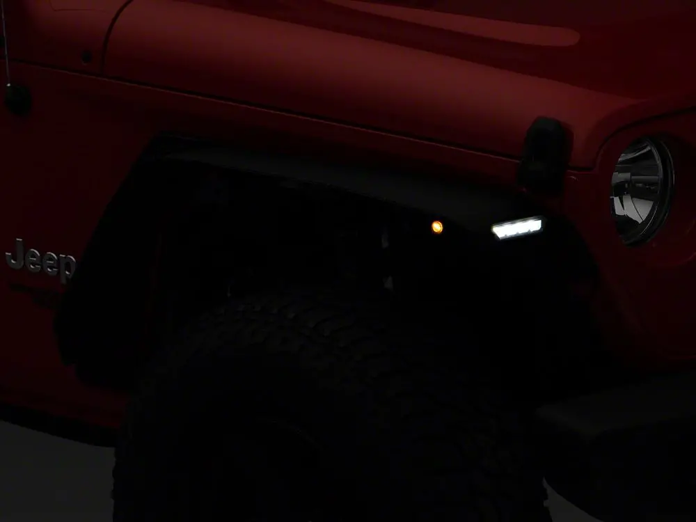 Barricade Hd Flat Fender Flares With Led Drl And Turn Signal; Front (18-25 Jeep Wrangler Jl) 2