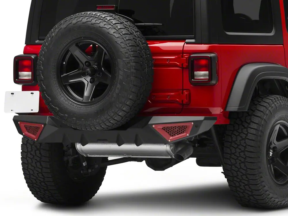Barricade X-Series Rear Bumper with Red Accent Inserts for 2018–2025 Jeep Wrangler JL
