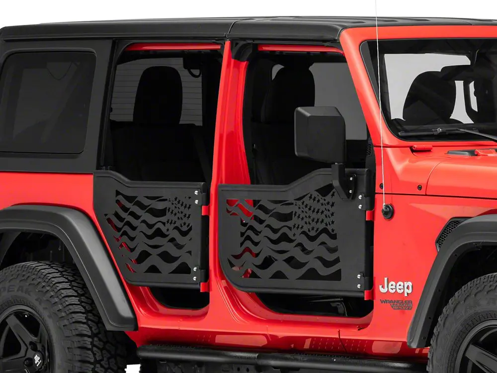 Barricade US Flag Tubular Doors with Mirrors – 2018–2025 Jeep Wrangler JL 4-Door