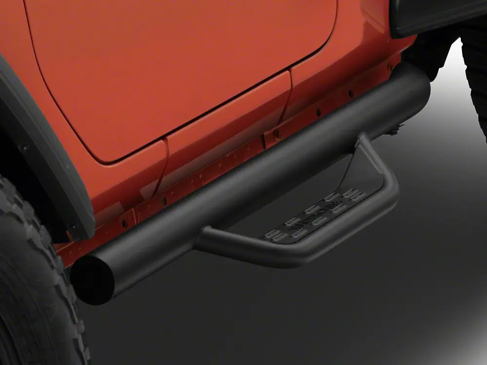 Barricade Textured Black Tubular Drop Steps for 2018–2025 Jeep Wrangler JL Two-Door