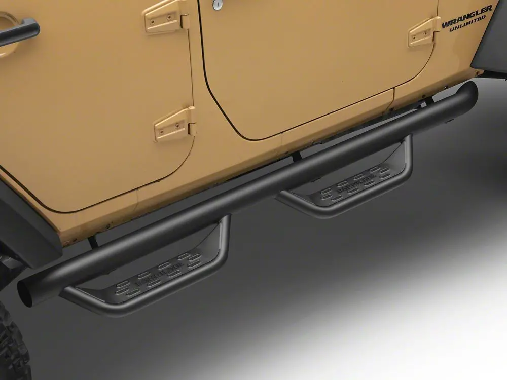 Barricade Textured Black Tubular Drop Steps for 2007–2018 Jeep Wrangler JK Four-Door
