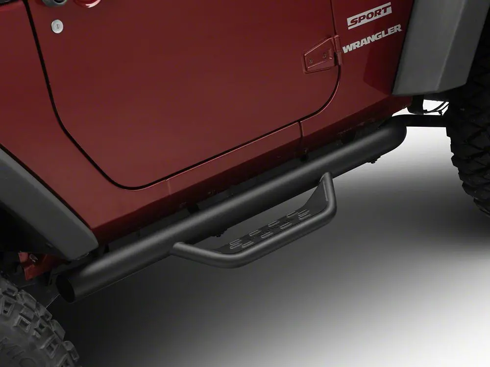 Barricade Textured Black Tubular Drop Steps for 2007–2018 Jeep Wrangler JK Two-Door