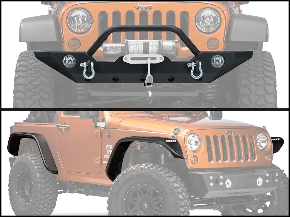 Barricade Trail Force HD Front Bumper with Integrated Tubular Fender Flares – Jeep Wrangler JK (2007–2018)