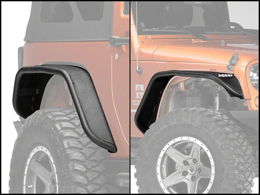 Barricade LED-Equipped Tubular Fender Flares – Front & Rear, Jeep Wrangler JK (2007–2018)