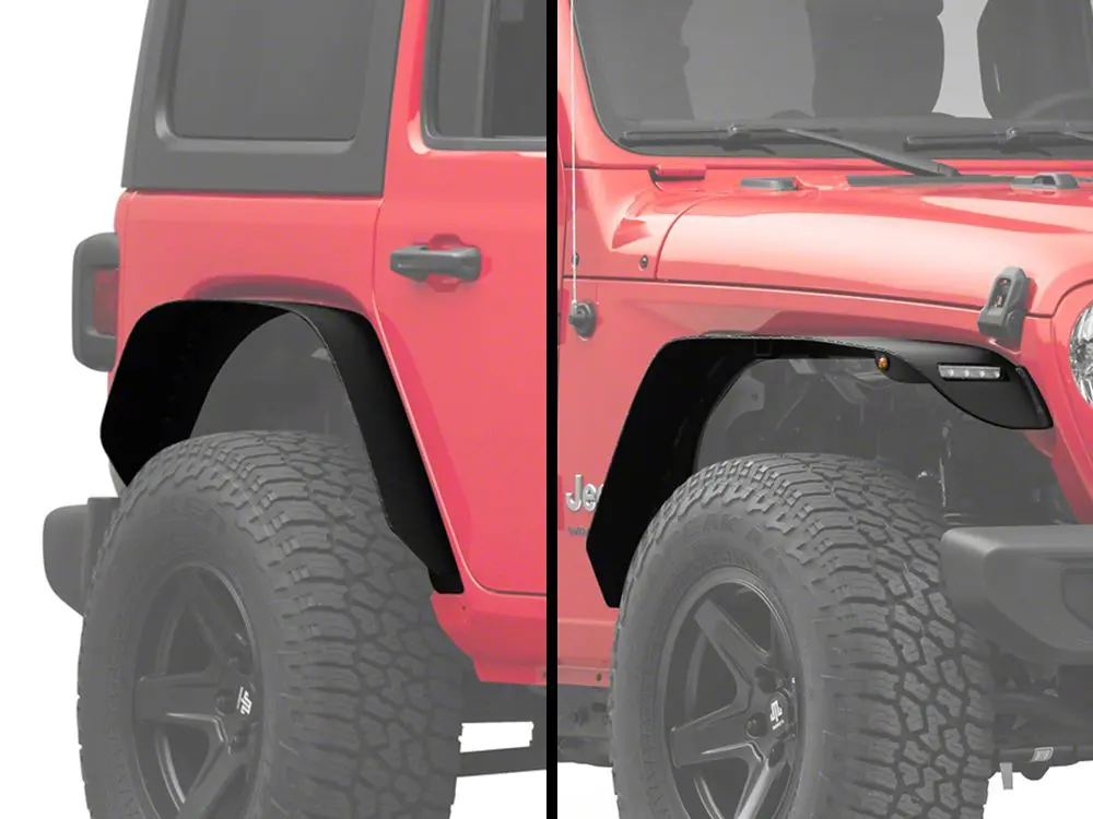 Barricade Heavy-Duty Flat Fender Flares with LED DRL & Turn Signals (Front & Rear) for 2018–2026 Jeep Wrangler JL