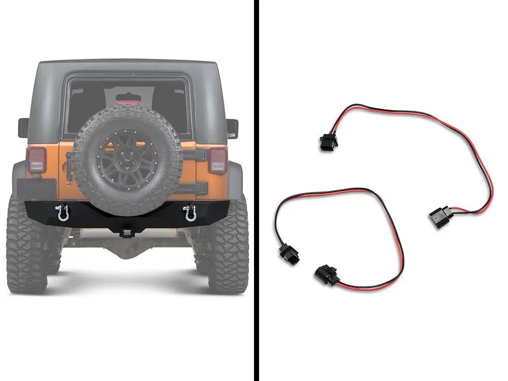 Barricade Trail Force HD Rear Bumper with 18-Inch Fog Light Extension Harness for 2007–2018 Jeep Wrangler JK