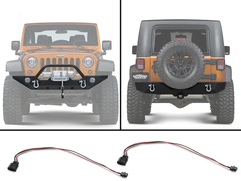 Barricade Trail Force HD Front and Rear Bumpers with 18-Inch Fog Light Extension Harness for 2011–2018 Jeep Wrangler JK
