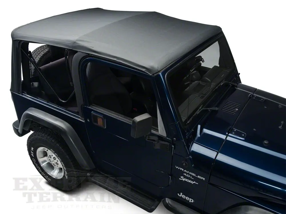 Barricade Replacement Soft Top With Tinted Windows For Half Doors W/ Door Skins; Black Diamond (97-06 Jeep Wrangler Tj) 2