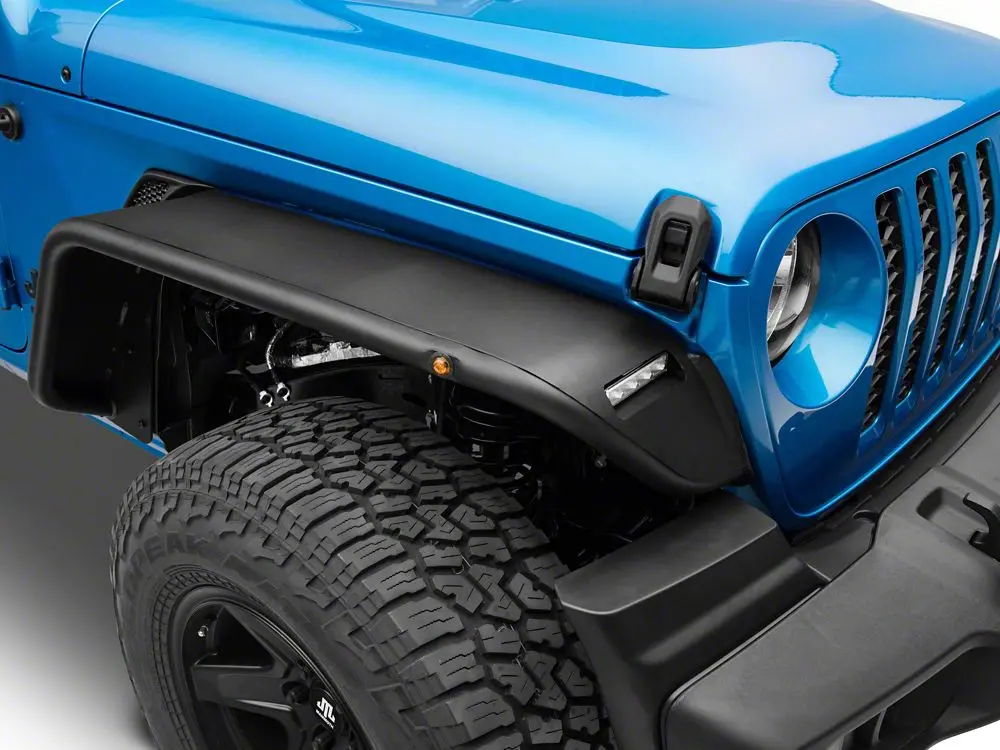 Barricade Tubular Front Fender Flares with LED DRLs and Marker Lights (2020–2025 Jeep Gladiator JT)