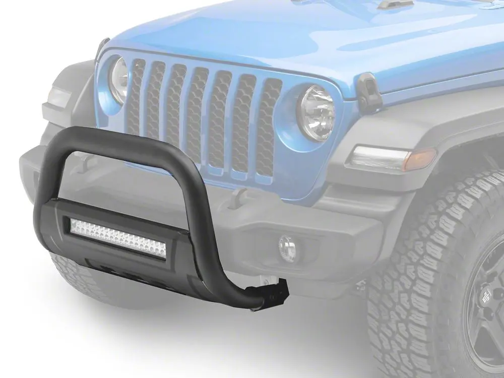Barricade HD Bull Bar with Integrated Skid Plate & 20-Inch Dual-Row LED Light Bar – Textured Black Finish (Fits 2020–2025 Jeep Gladiator JT, Excludes Mojave)