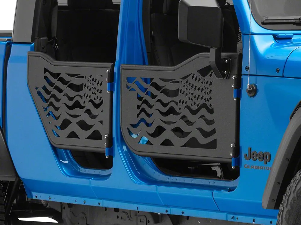 Barricade USA Flag-Themed Tubular Doors with Integrated Mirrors for 2020–2025 Jeep Gladiator JT