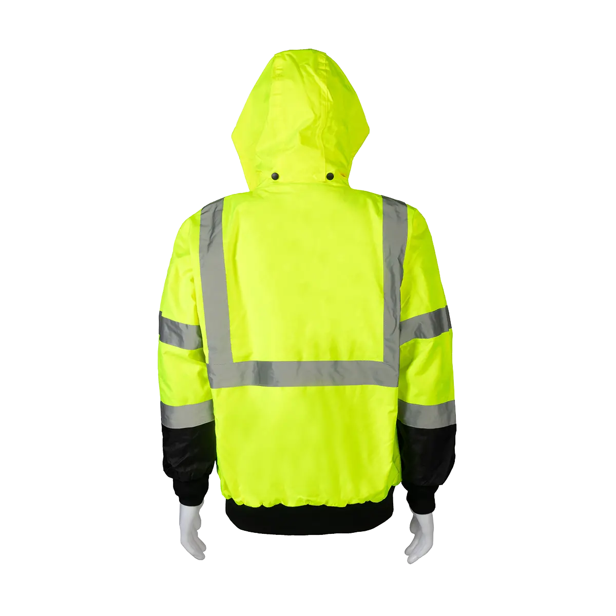 Lbbj-C3 Ansi Class 3 High-Vis Lime/Black Two Tone Waterproof Bomber Jacket With Removable Liner 2