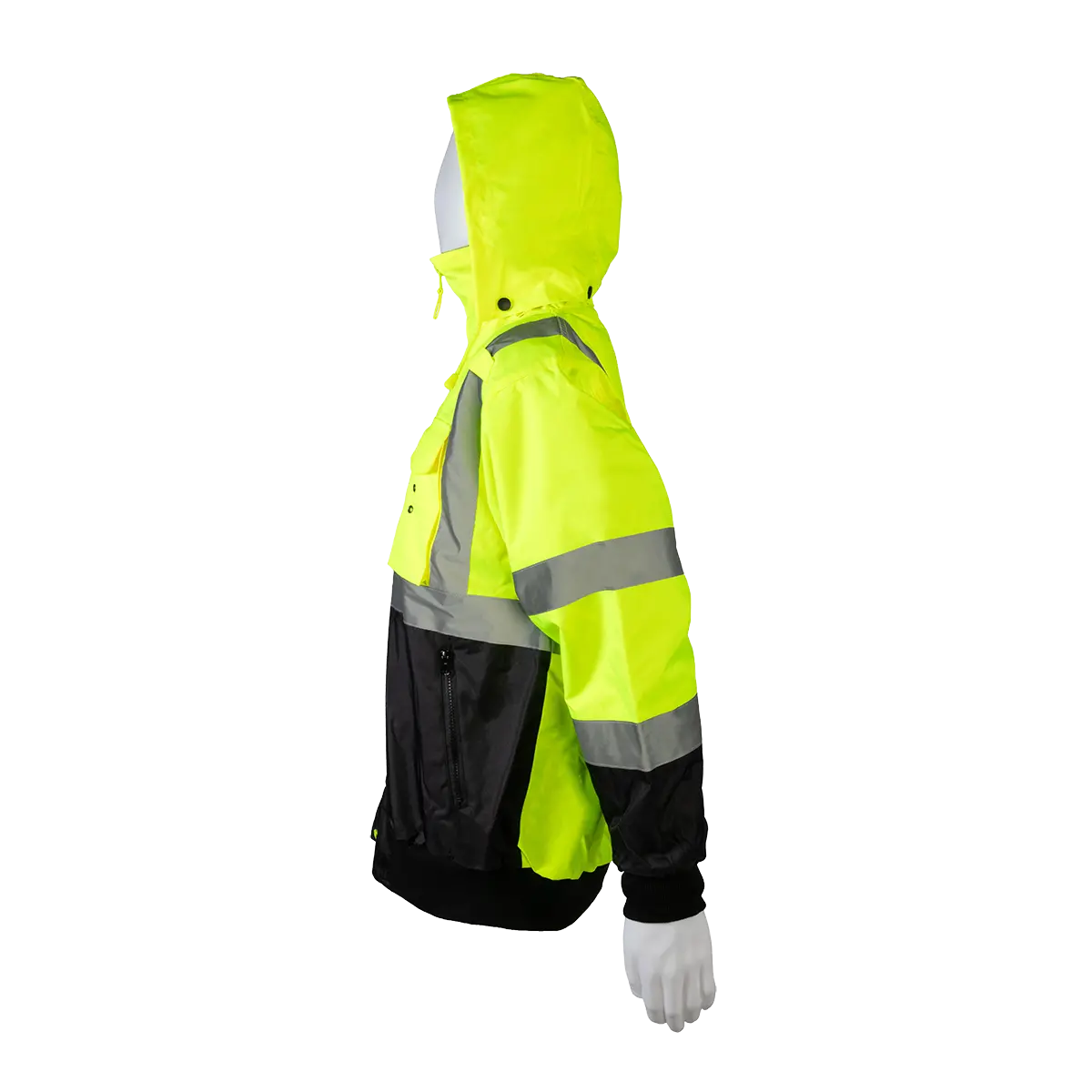 Lbbj-C3 Ansi Class 3 High-Vis Lime/Black Two Tone Waterproof Bomber Jacket With Removable Liner 4