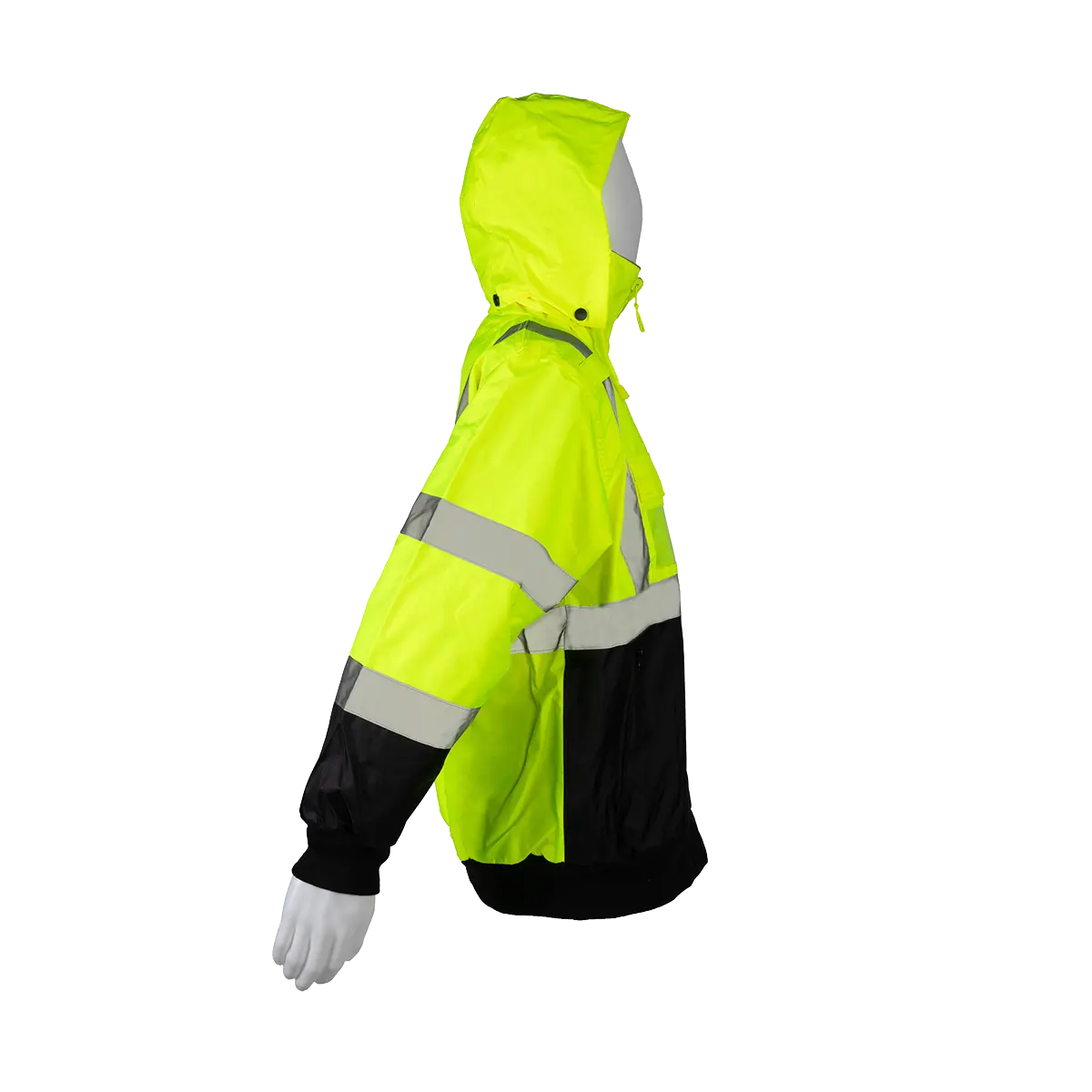 Lbbj-C3 Ansi Class 3 High-Vis Lime/Black Two Tone Waterproof Bomber Jacket With Removable Liner 5