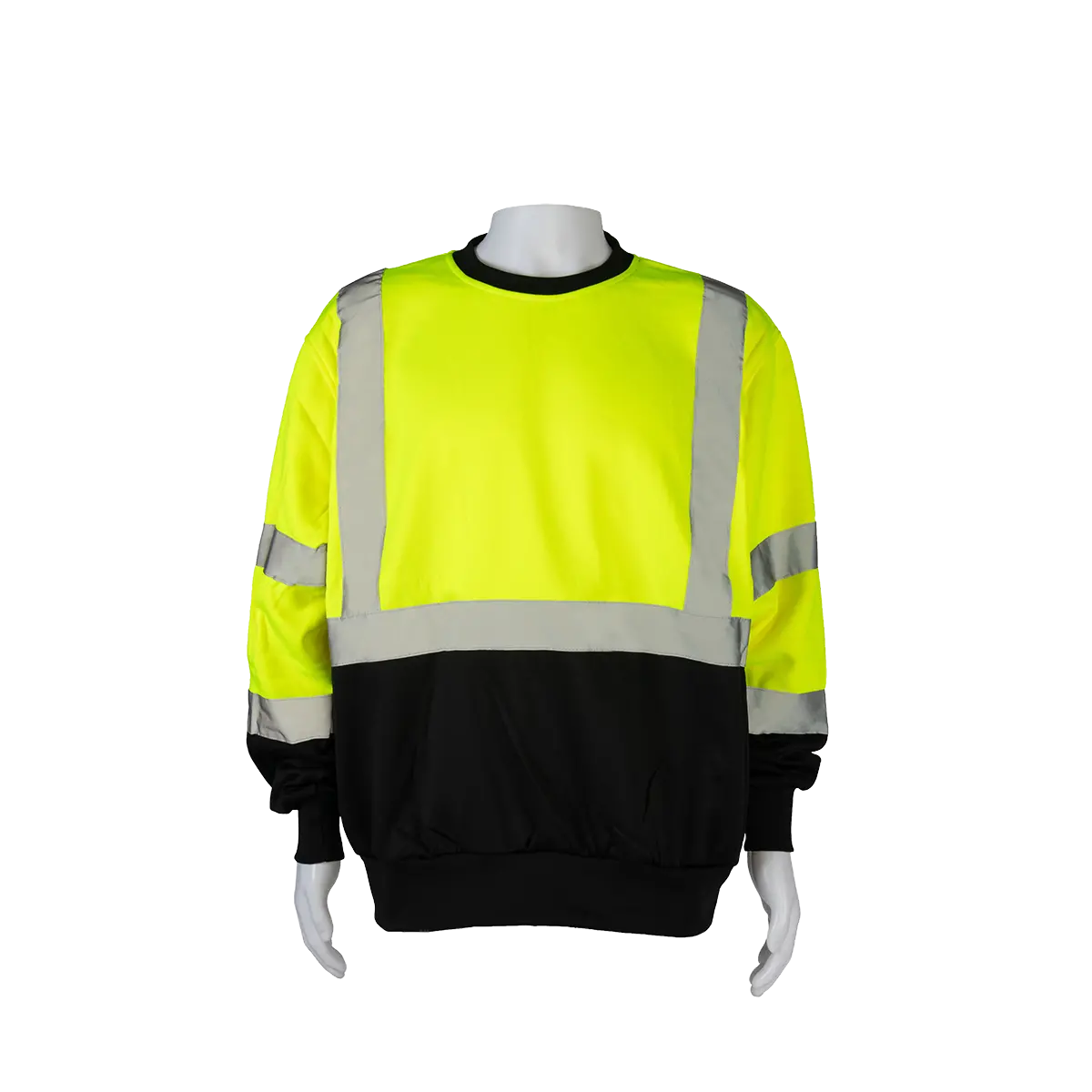 Lbcsw-C3 Ansi 107-2020 Class 3 High-Vis Lime / Black Bottom Two Tone Crew Neck Sweatshirt 1
