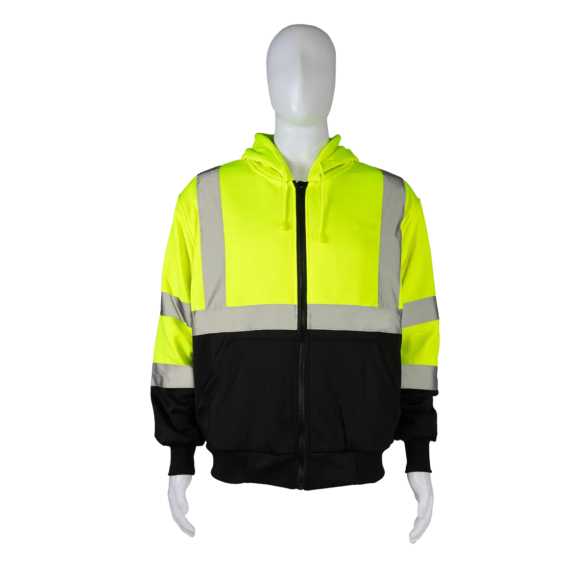Lbhsw-C3 Ansi Class 3 High-Vis Lime & Black Bottom Two Tone 16 Oz. Thermal Lined Zip-Up Hoodie 1