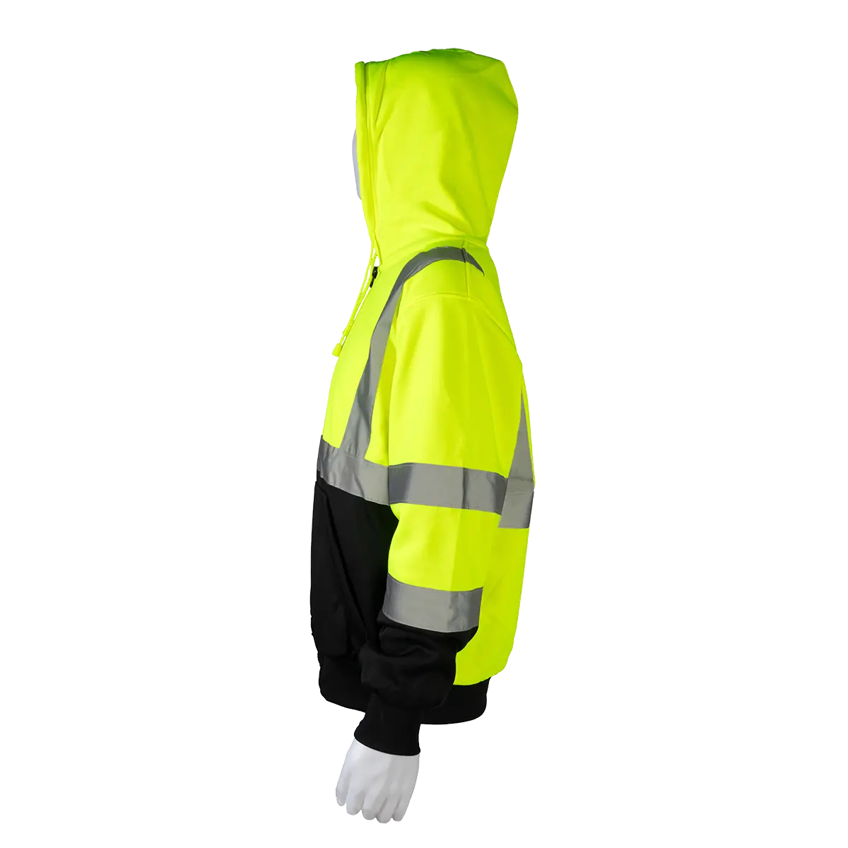 Lbhsw-C3 Ansi Class 3 High-Vis Lime & Black Bottom Two Tone 16 Oz. Thermal Lined Zip-Up Hoodie 2