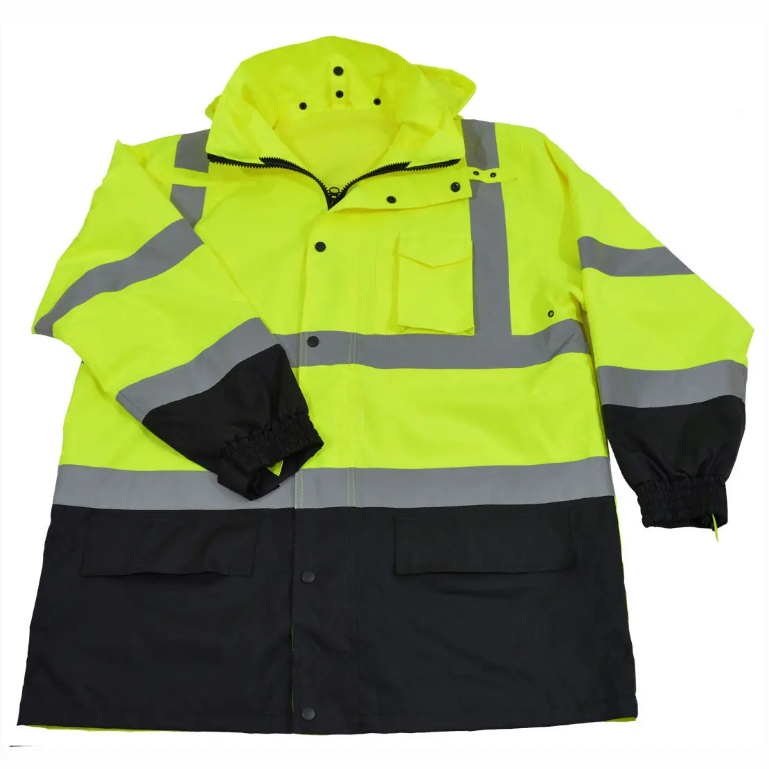 Lbpj6in1-C3 Ansi Class 3 Lime / Black Two Tone Waterproof 6-In-1 Jacket & Vest (Two Class 3 Jackets In One) 4