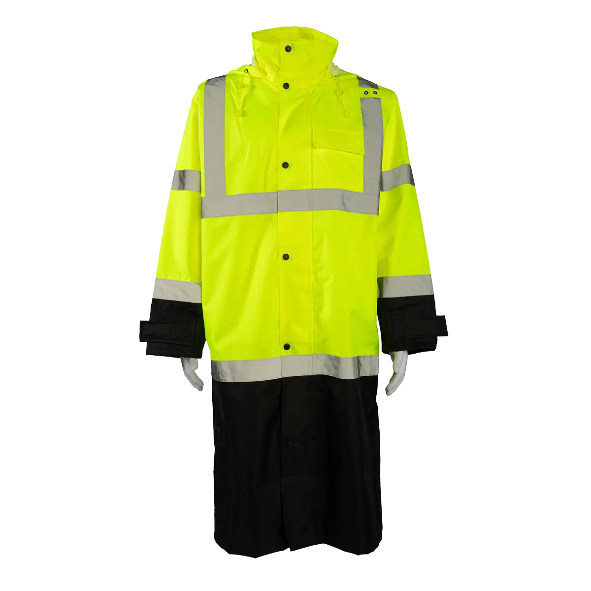 Lbrc-48-C3 Ansi Class 3 Black Bottom Waterproof 48” Long Rain Coat 1