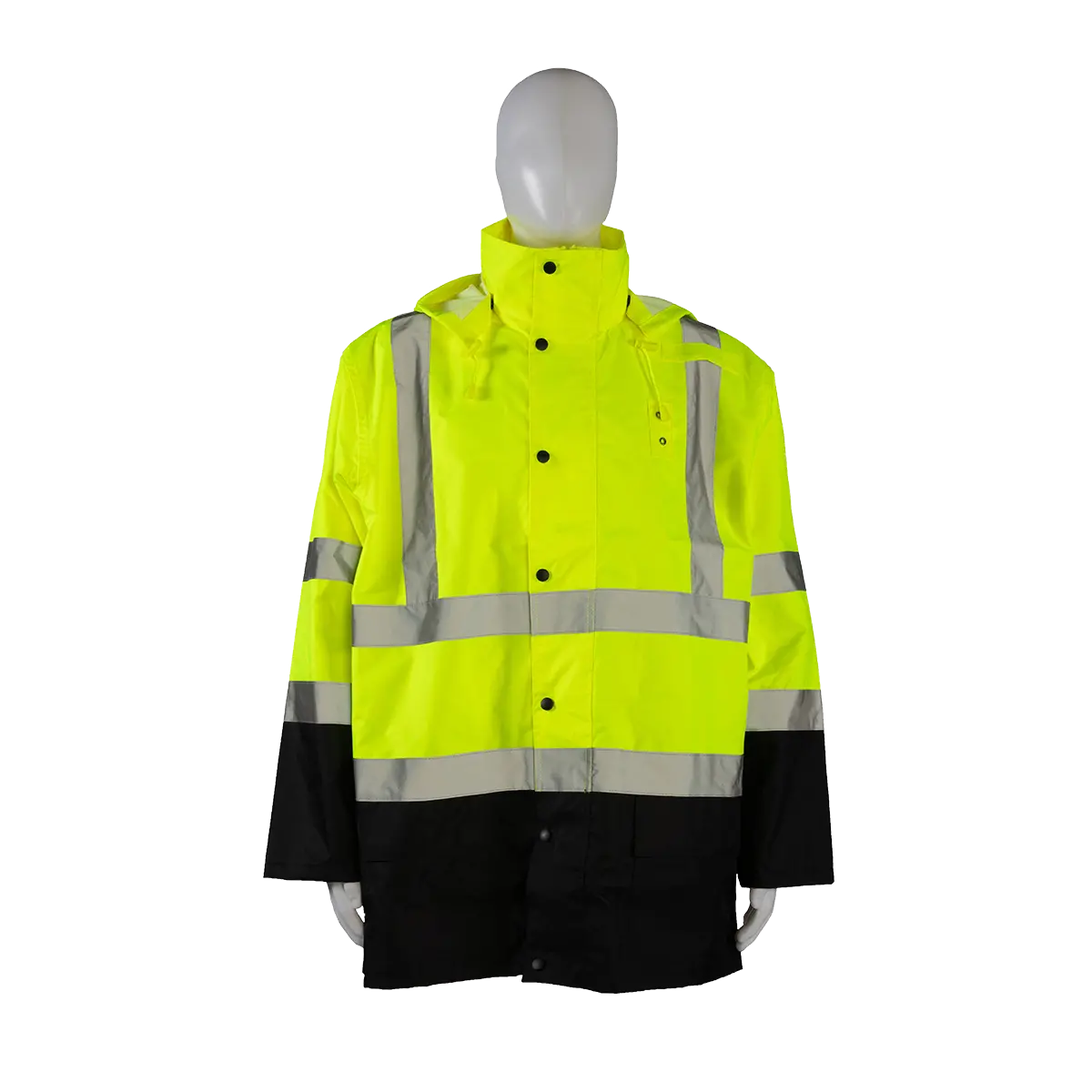Lbrjk-C3 Ansi/Isea Class 3 Lime/Black Waterproof Rain Jacket 1