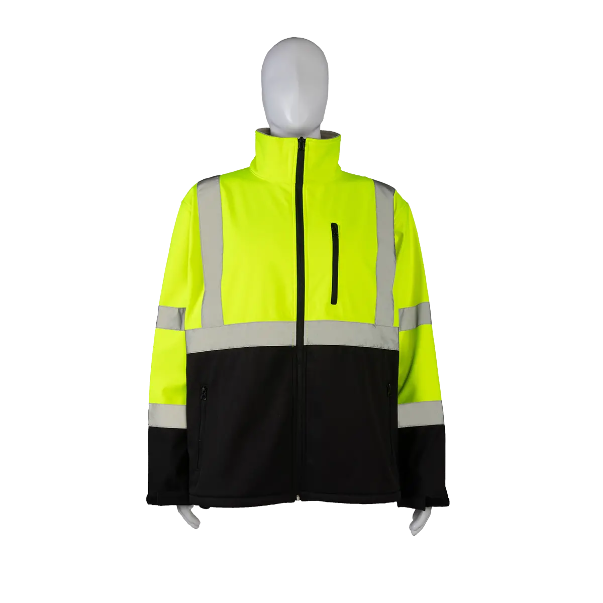Lbsfj1-C3 Ansi Class 3 Lime/Black Bottom Two Tone Water Resistant Soft Shell Jacket 1