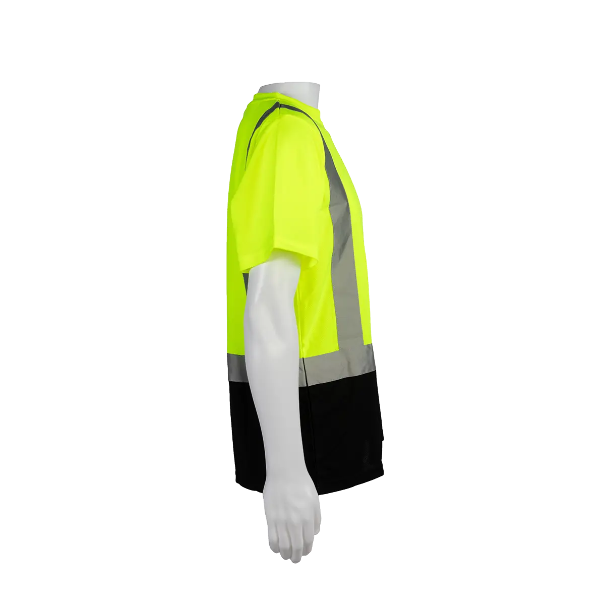 Lbts2 Ansi Class 2 High-Vis Lime/Black-Bottom Birdseye Mesh Short Sleeve Pocket T-Shirt 3