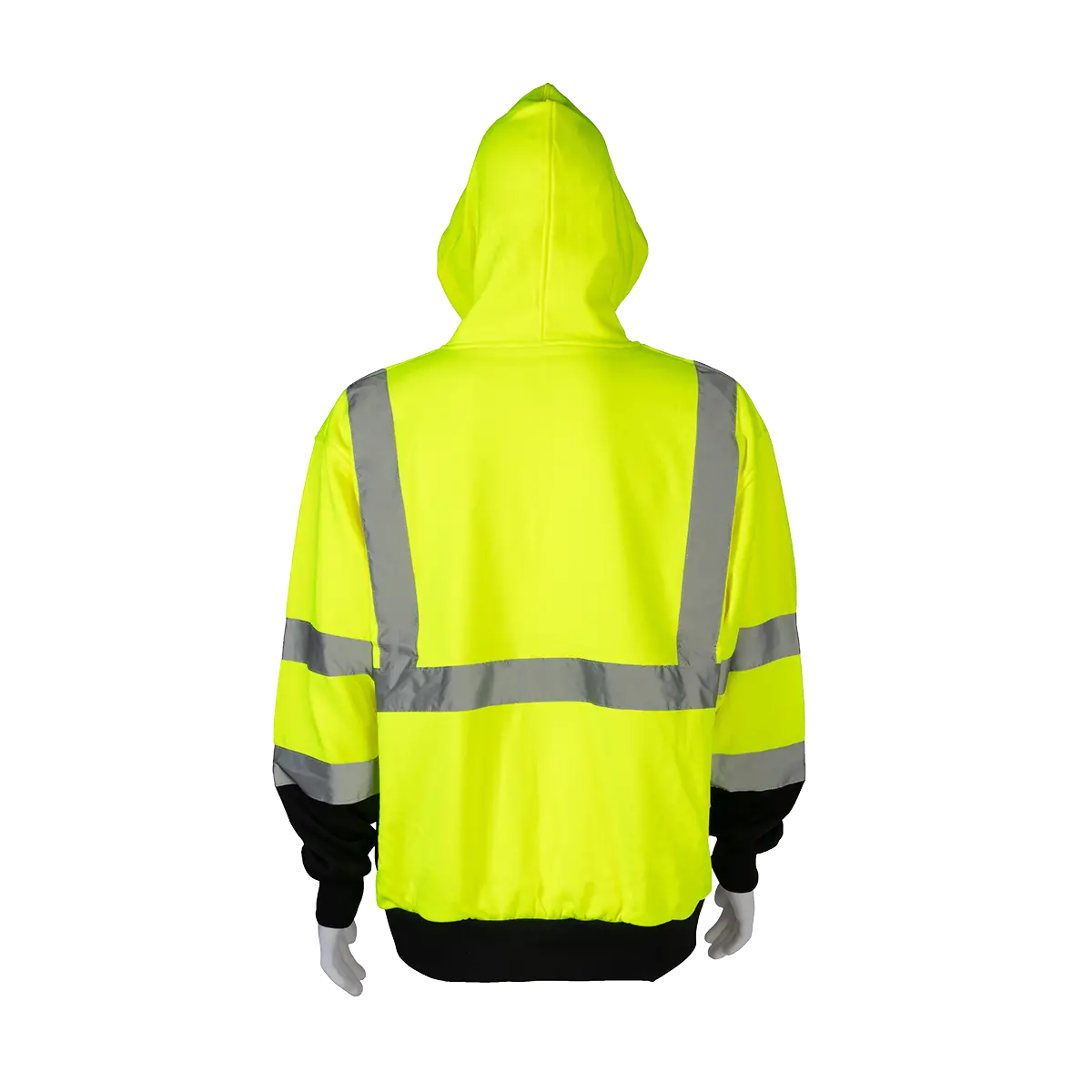 Lbzhsw-C3 Ansi 107-2020 Class 3 High-Vis Lime/Black Bottom Two Tone Zip-Up Hooded Sweatshirt 2