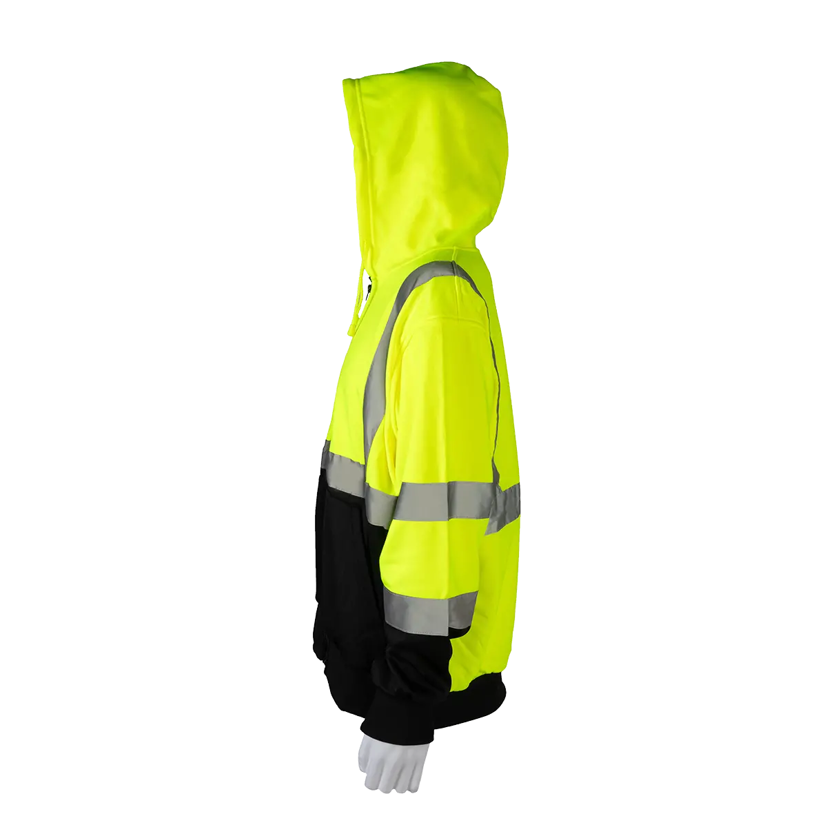 Lbzhsw-C3 Ansi 107-2020 Class 3 High-Vis Lime/Black Bottom Two Tone Zip-Up Hooded Sweatshirt 3