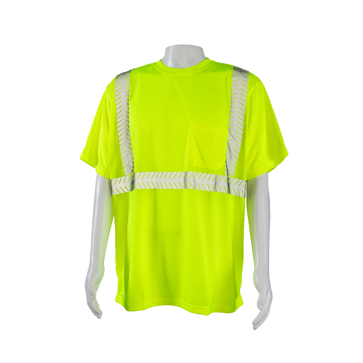 Ljts2 Ansi Class 2 High-Vis Lime Jersey Knit Pocket Short Sleeve T-Shirt 1