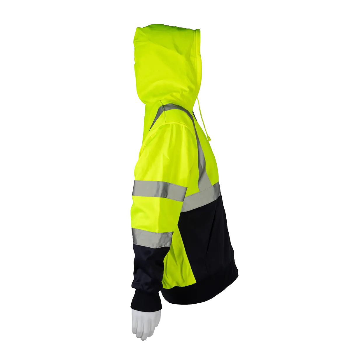 Lnrvdwzhsw-C3 20 Oz. Double Weight Lime/Navy Reversible Ansi Class 3 Zip-Up Hooded Sweatshirt 4