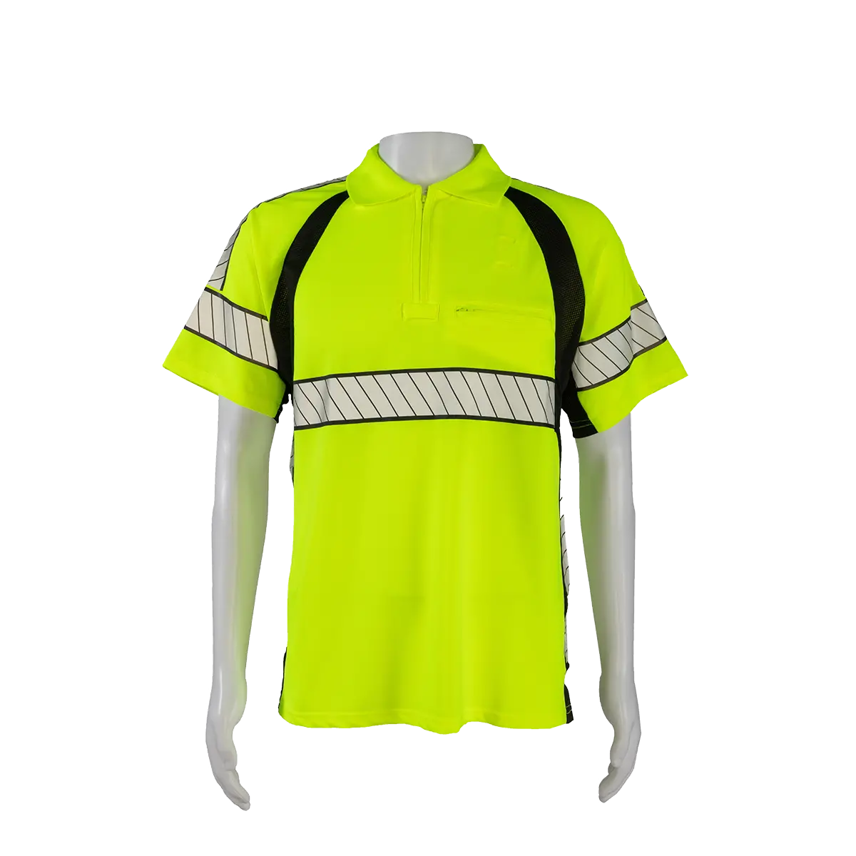 Lps2-Lux Deluxe Style High-Vis Lime /Black Two Tone Short Sleeve Officer Polo-Shirt, Lime Collar 1