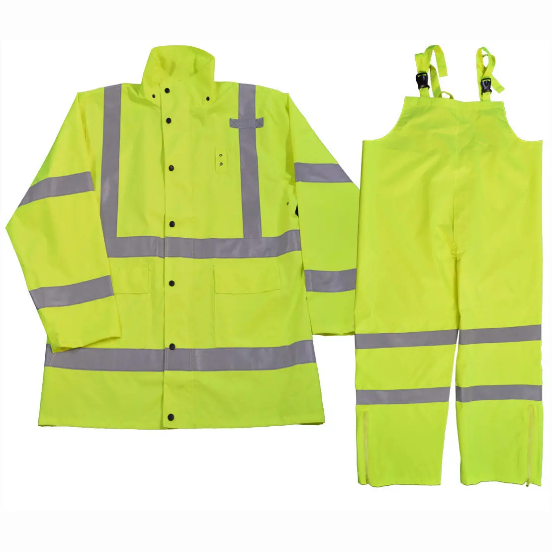 Lrc-3Pcs-C3 Ansi Class 3 High-Vis Lime Waterproof 3-Piece Rain Suit 1