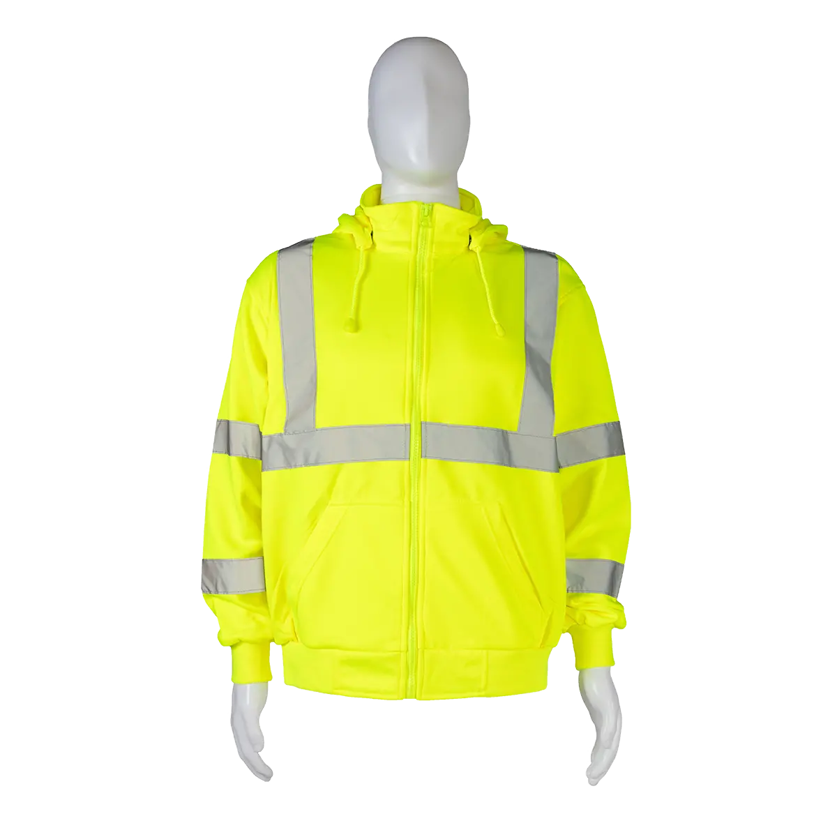 Lsws-C3 Ansi Class 3 High-Vis Lime Zip-Up Sweat Shirt With Detachable Hood 1