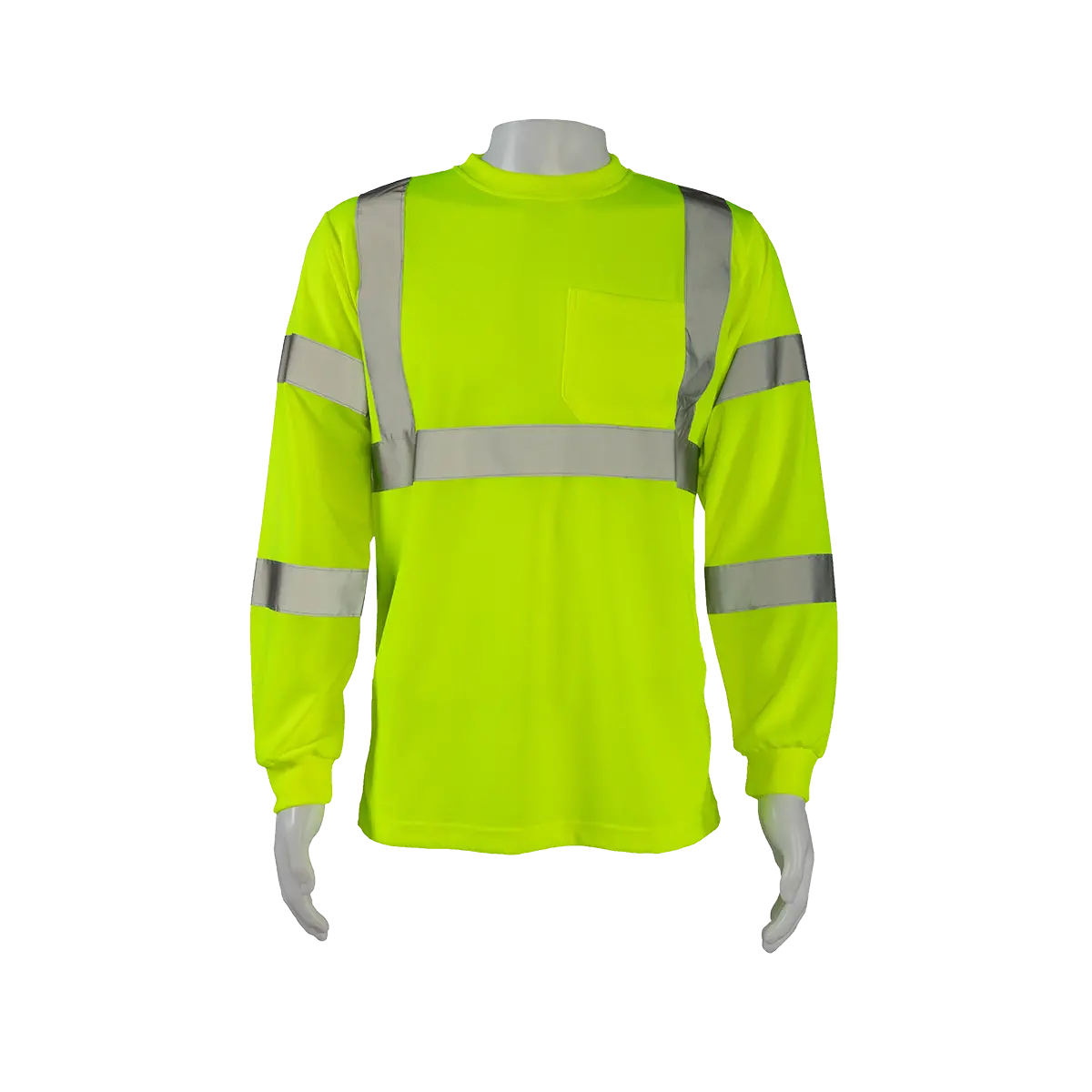 Ltsl3 Ansi Class 3 High-Vis Lime Birdseye Mesh Long Sleeve T-Shirt 1