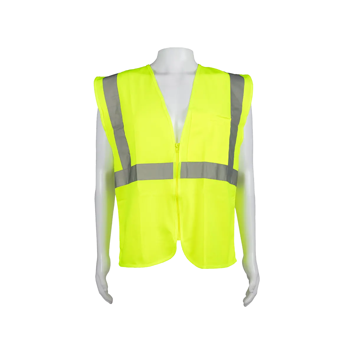 Lv2-Cb0 Ansi/Isea 107-2020 Class 2 Lime Solid Safety Vest Zipper Closure 2