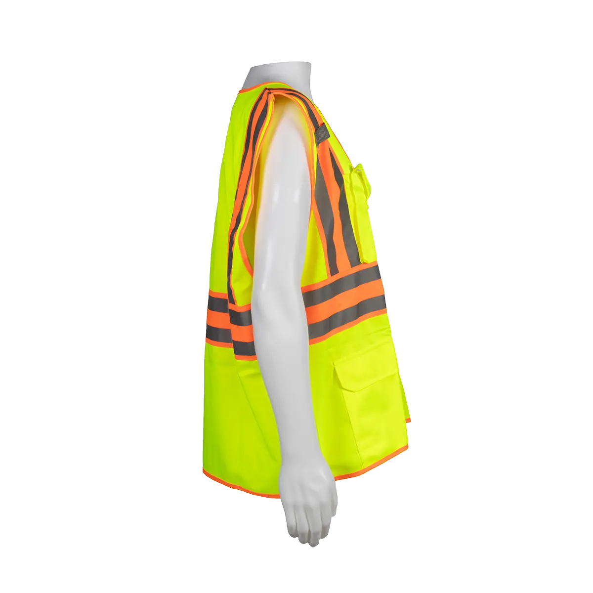 Lv2-Cb2 Ansi Class Ii Deluxe Two Tone Dot Safety Vest, Lime Solid Orange Contrast 2