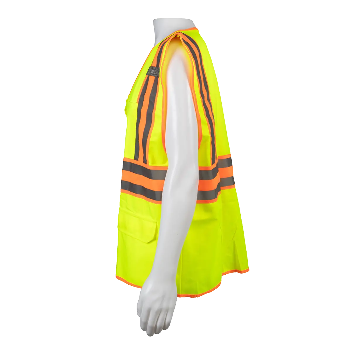 Lv2-Cb2 Ansi Class Ii Deluxe Two Tone Dot Safety Vest, Lime Solid Orange Contrast 3