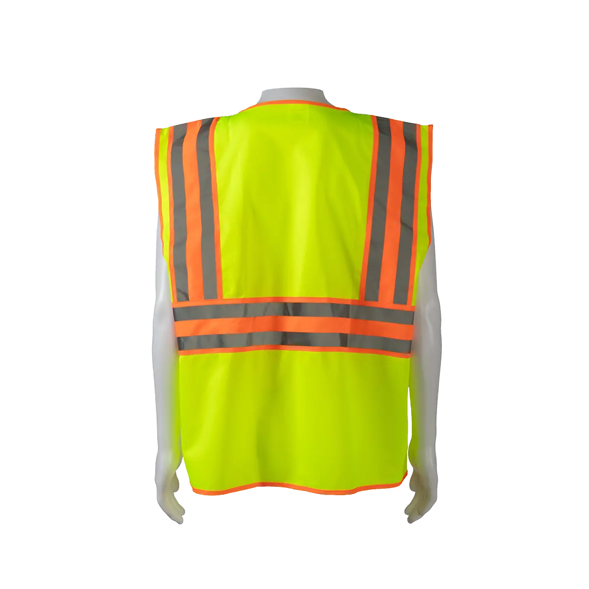 Lv2-Cb2 Ansi Class Ii Deluxe Two Tone Dot Safety Vest, Lime Solid Orange Contrast 4