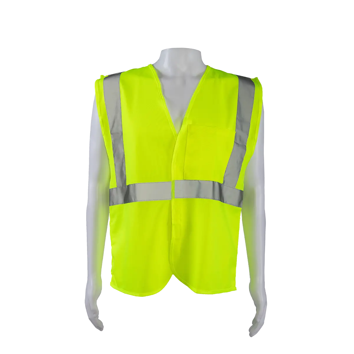 Lv2-Ec Ansi/Isea 107-2020 Class 2 Economy Lime Solid Safety Vests Hook & Loop Closure 1