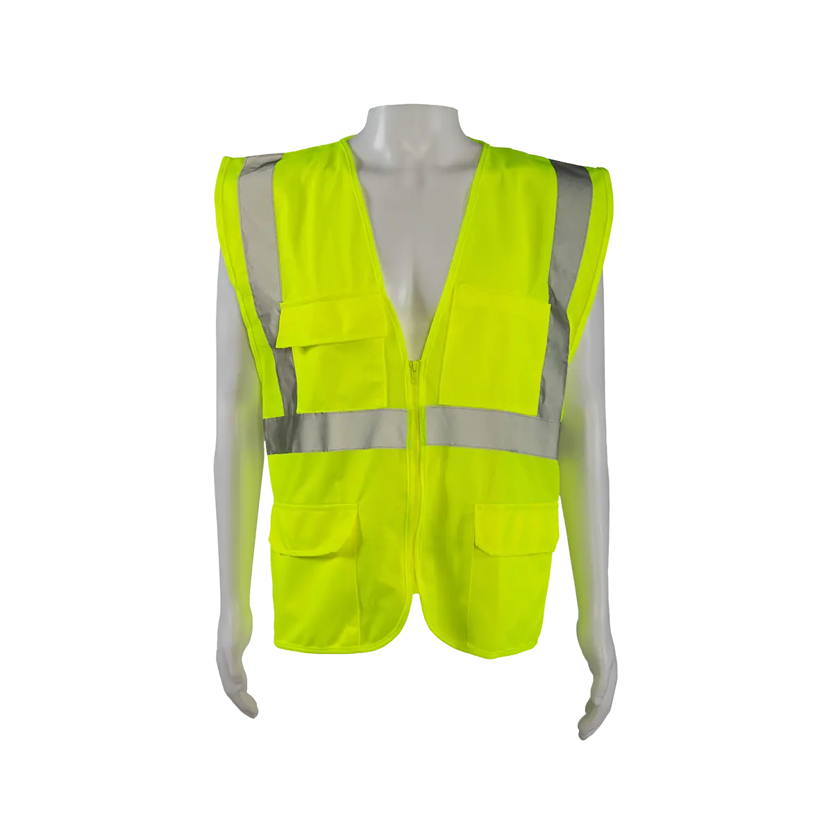 Lv2-Fsmb Ansi 107-2020 Type R Class 2 Front Solid Mesh Back 4-Pocket Safety Vests 1