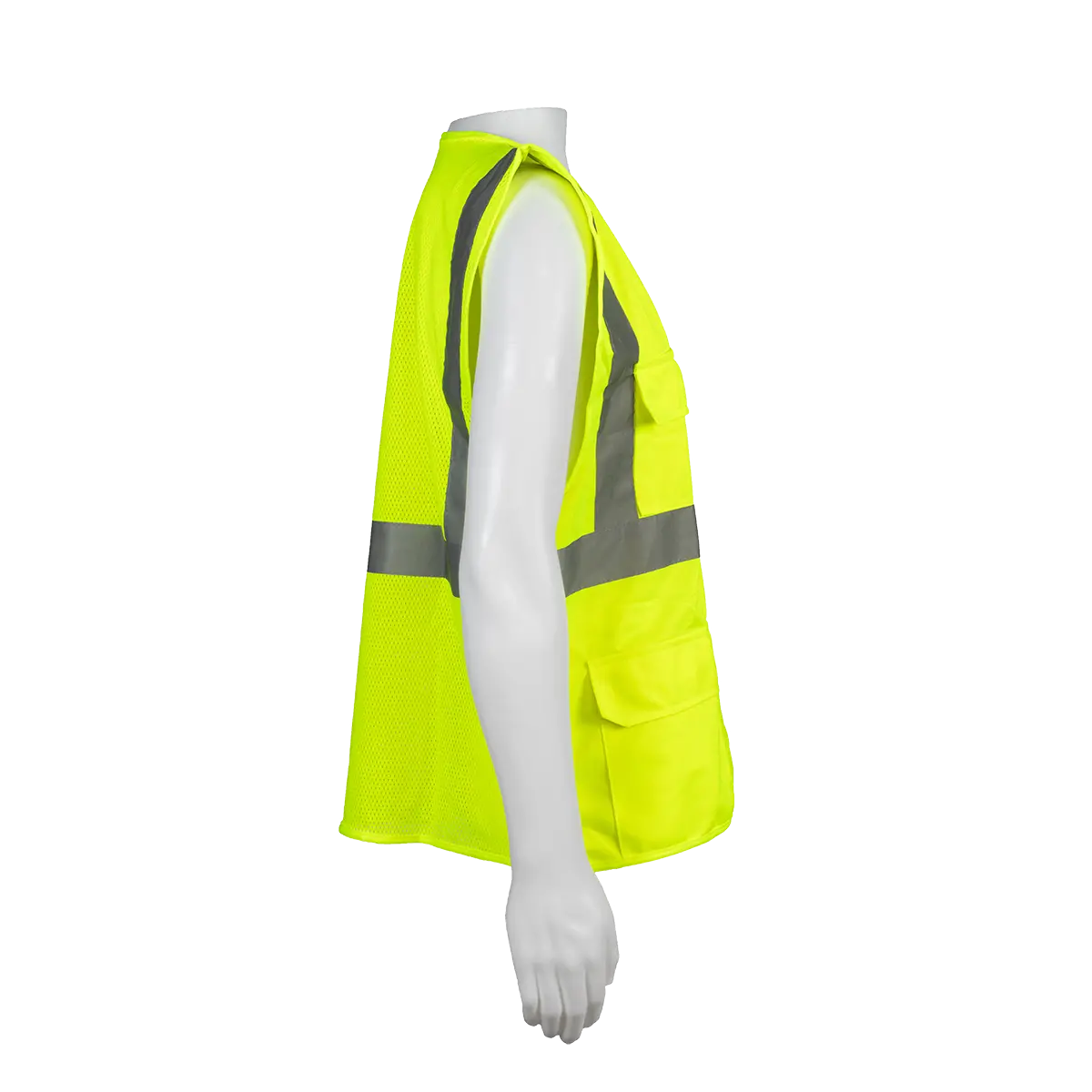 Lv2-Fsmb Ansi 107-2020 Type R Class 2 Front Solid Mesh Back 4-Pocket Safety Vests 4