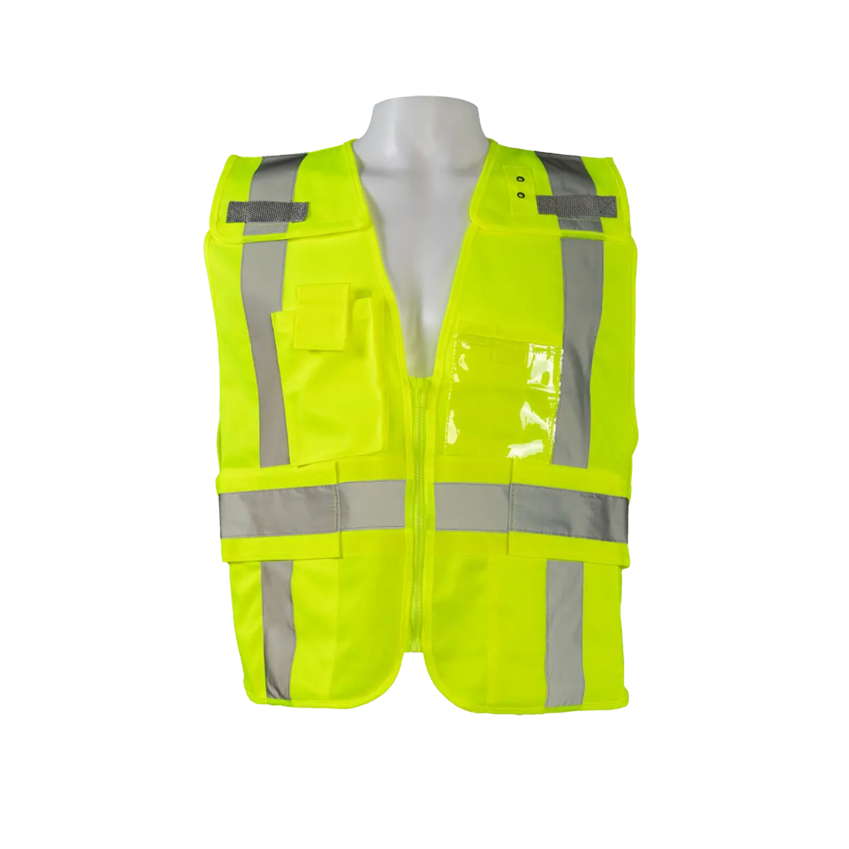 Lv2-Lpsv Ansi Class 2 All Lime Solid Expandable 5-Point Breakaway Public Safety Vest 1