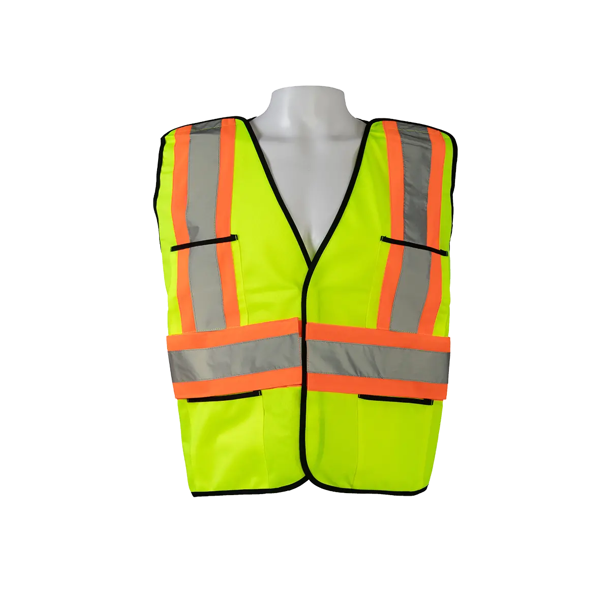 Lv2-Psvcsa Ansi & Csa Compliant Public Safety Vest, Lime Solid Front Mesh Back, Reflective “X” On Back 1